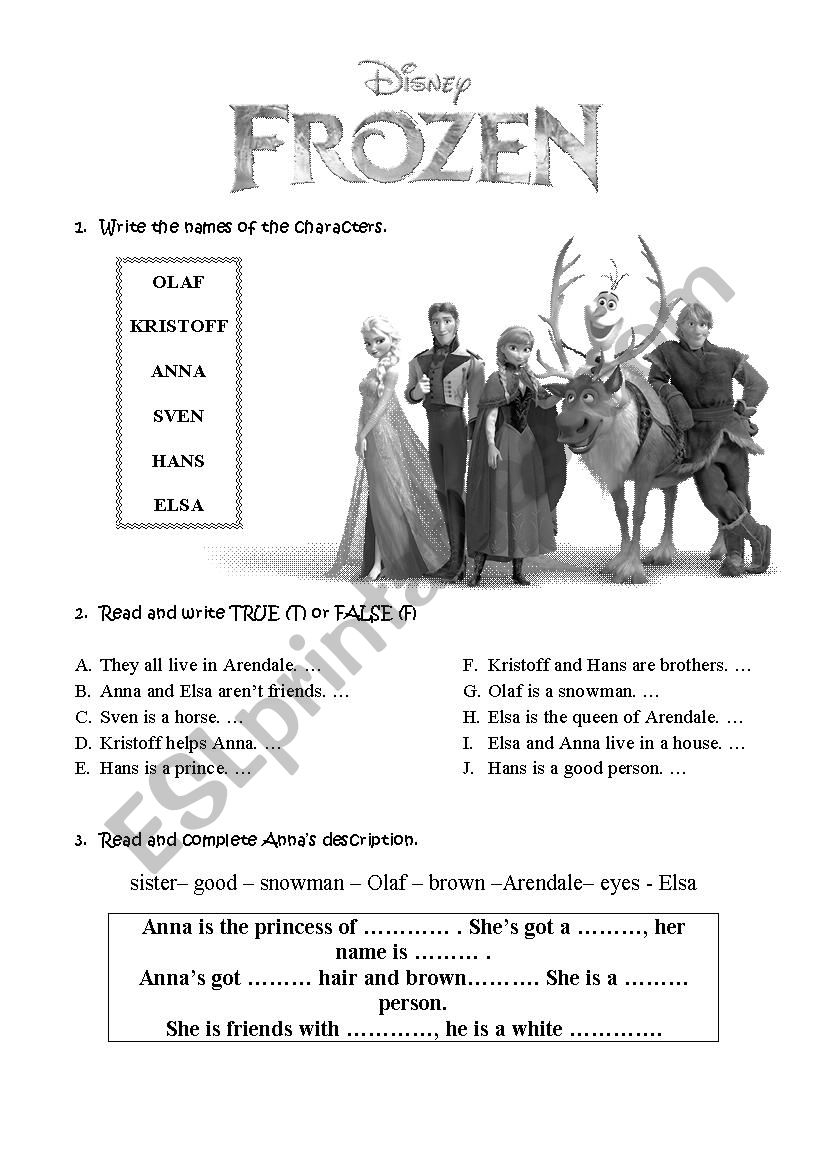 Frozen Worksheet ESL Worksheet By Biancadamore Frozen Worksheet ESL Worksheet By Biancadamore
