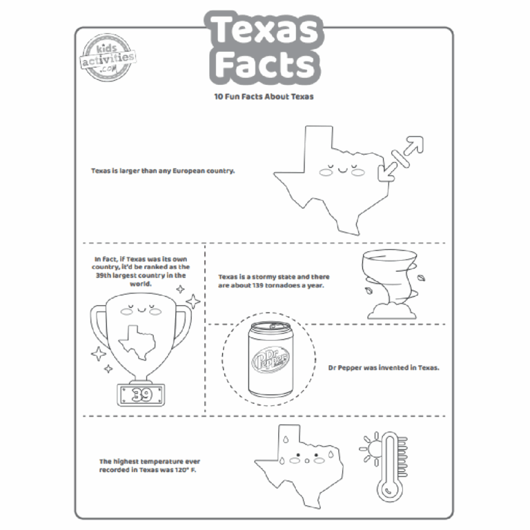 Fun Texas Facts For Kids To Print And Learn Kids Activities Blog