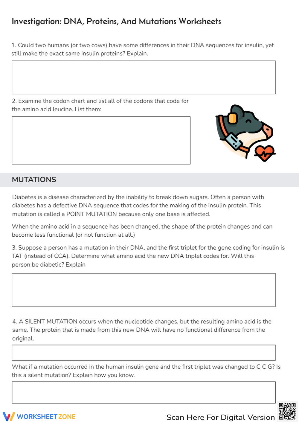 Mutations Reading Comprehension Worksheet