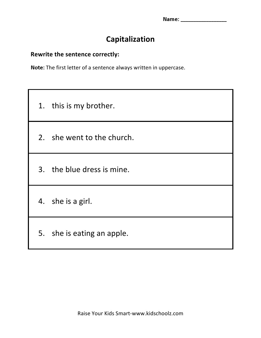 Grade 2 Capitalization Worksheet 2 Kidschoolz Worksheets Library