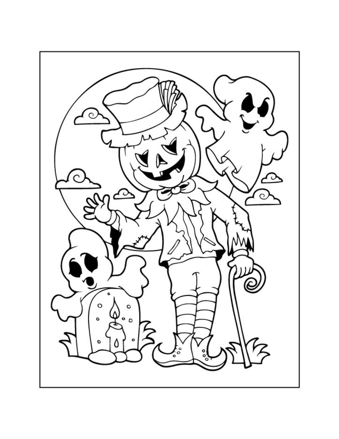 Halloween Coloring Pages Halloween Pdf Halloween Printable Halloween Activities Halloween Art Coloring Pages Pdf Cute Halloween Etsy