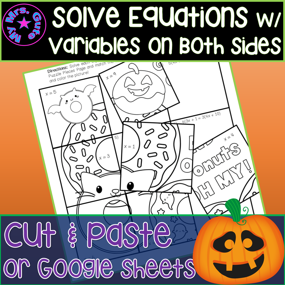 Halloween Solve Equations Variables On Both Sides Cut And Paste Activity Or Digital Picture Made By Teachers Halloween Solve Equations Variables On Both Sides Cut And Paste Activity Or Digital Picture Made By Teachers