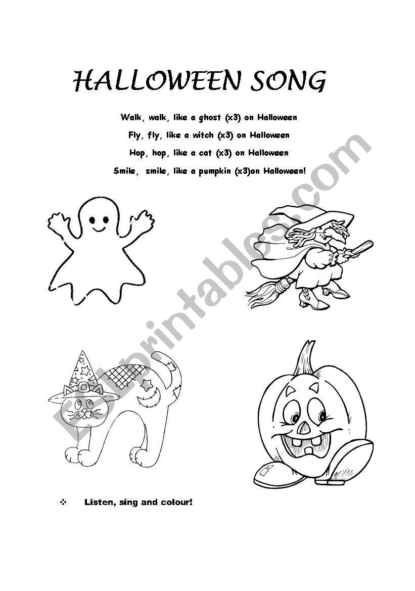 Halloween Song Children ESL Worksheet By Smbeto