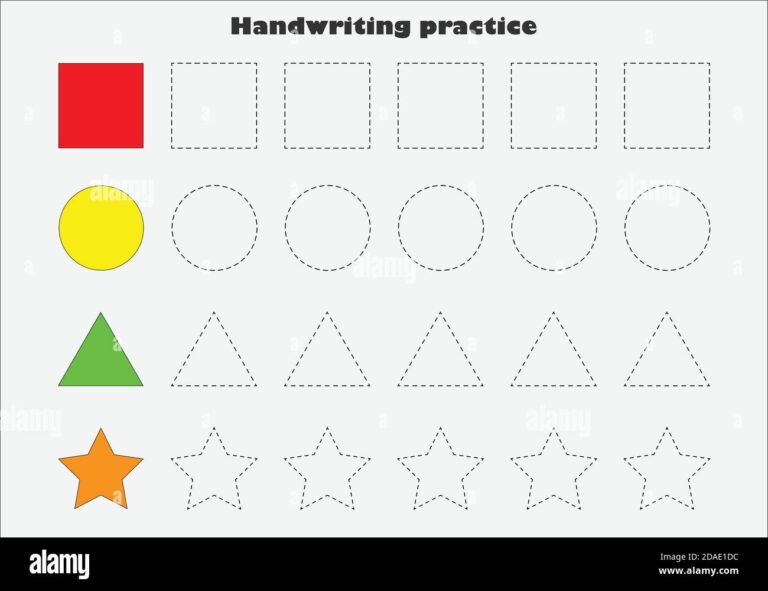 Handwriting Practice Sheet Kids Preschool Activity Educational