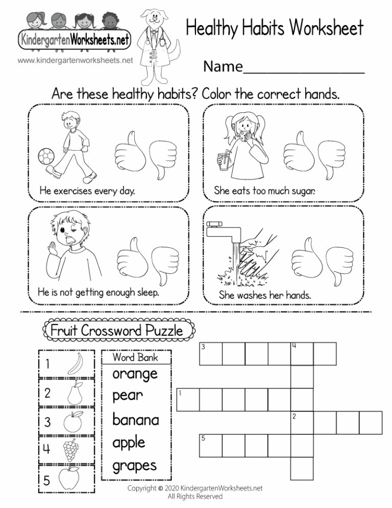Healthy Habits Worksheet Free Printable Digital U0026 PDF