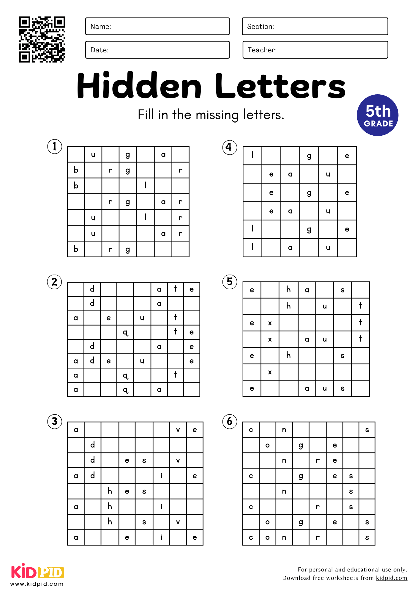 Hidden Letters Worksheet For Grade 5 Kidpid