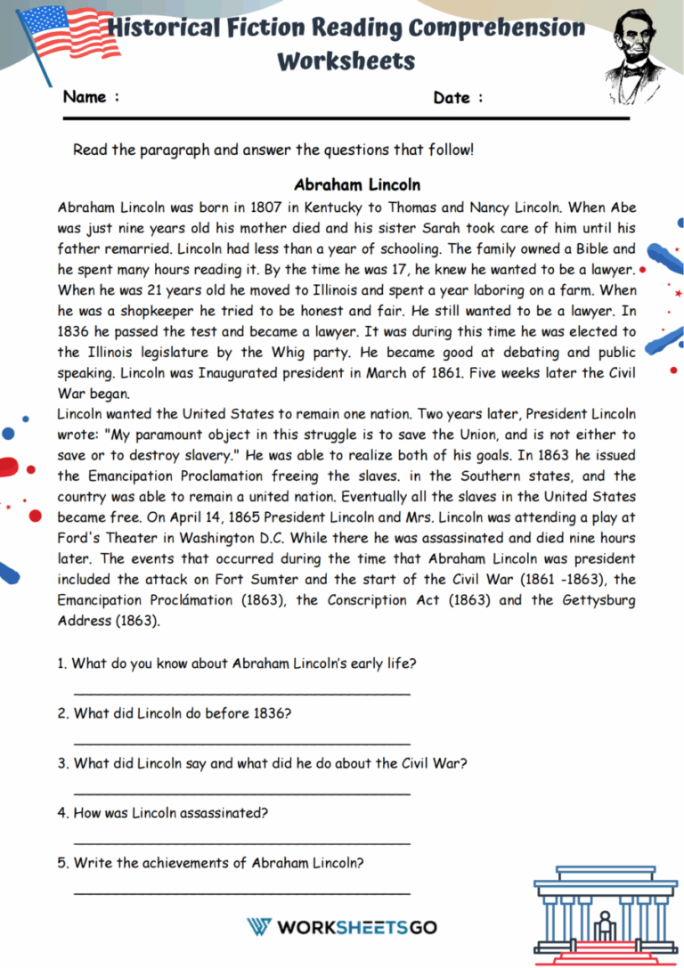 Historical Fiction Reading Comprehension Worksheets WorksheetsGO