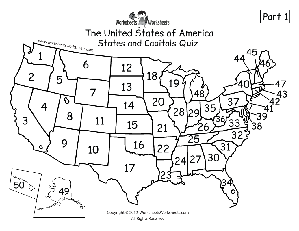 50 States Worksheet Free Printable