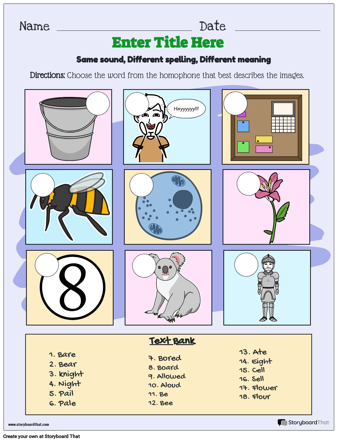 Homophone Worksheets Create Yours With Storyboard That Homophone Worksheets Create Yours With Storyboard That