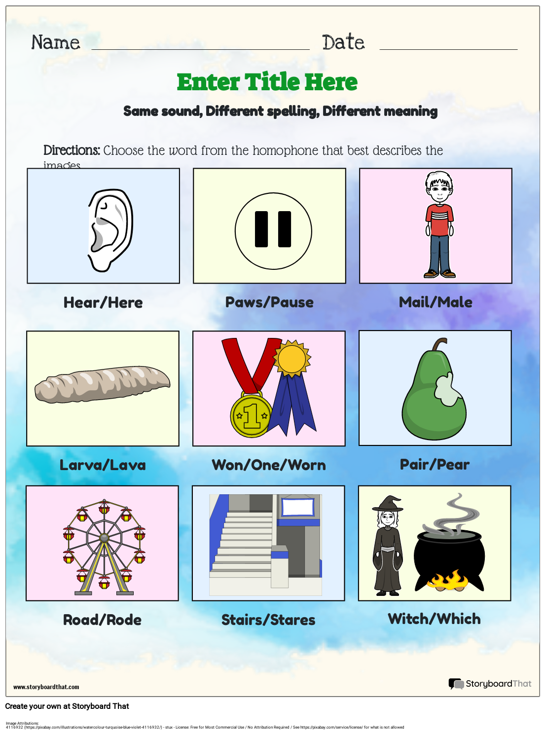 Homophone Worksheets Create Yours With Storyboard That Homophone Worksheets Create Yours With Storyboard That