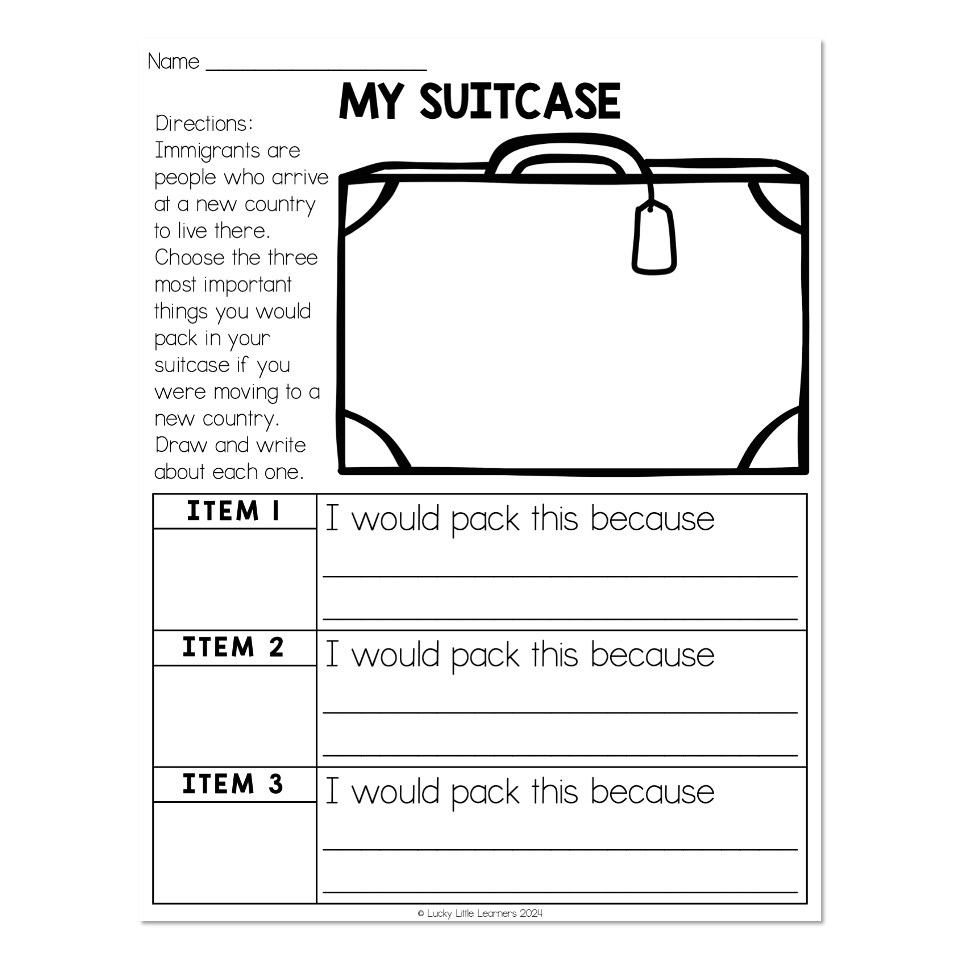 Immigration My Suitcase Lucky Little Learners