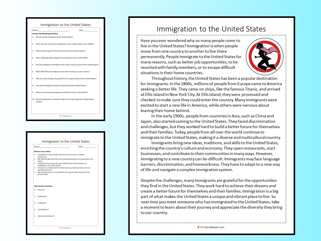 Free Printable Immigration Worksheets