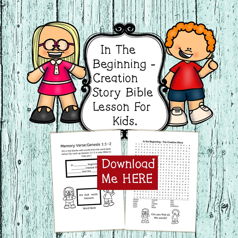 In The Beginning Creation Story Bible Lesson For Kids 