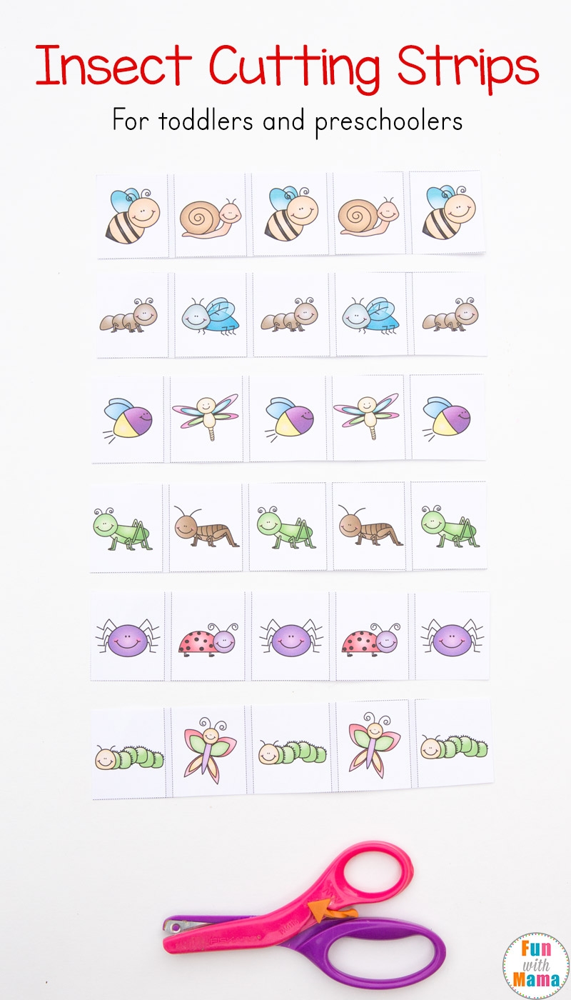 Insect Printable Cutting Strips For Preschoolers Fun With Mama