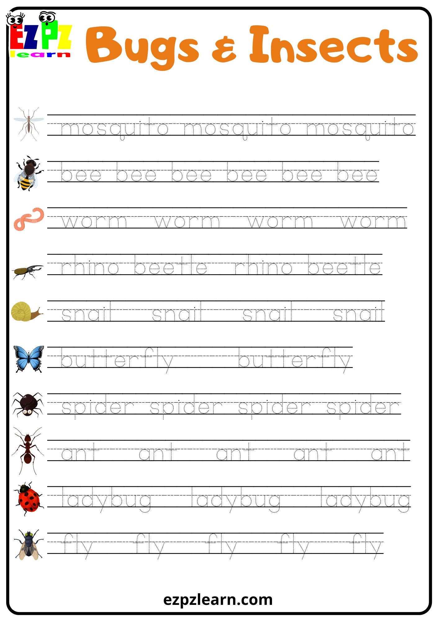 Free Printable Bug Worksheets Free Printable Bug Worksheets
