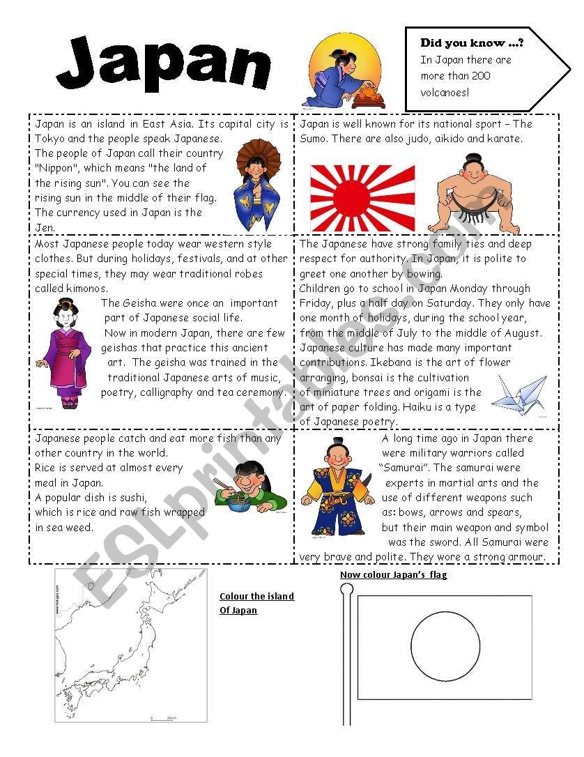 Japan ESL Worksheet By Cacucacu