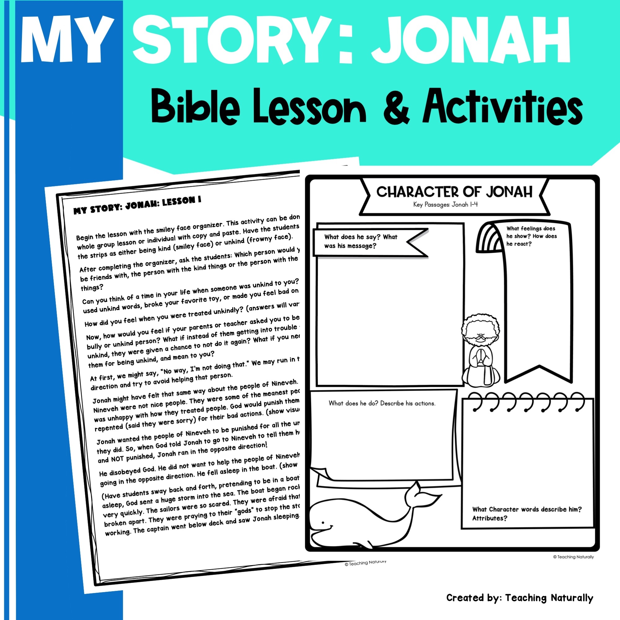 Jonah And The Big Fish Whale Bible Lesson For Kids Primary Elementary Made By Teachers