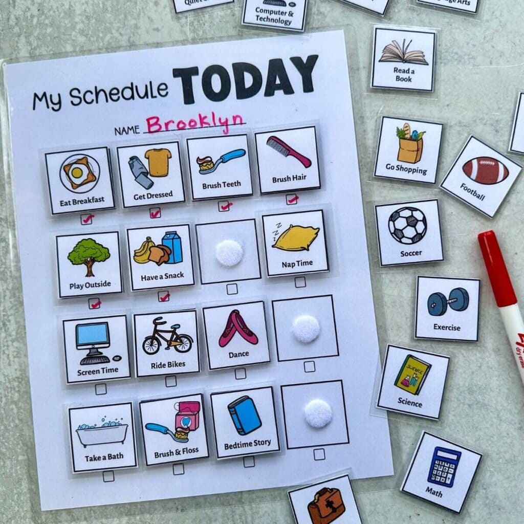 Kids Daily Schedule Template With Picture Cards