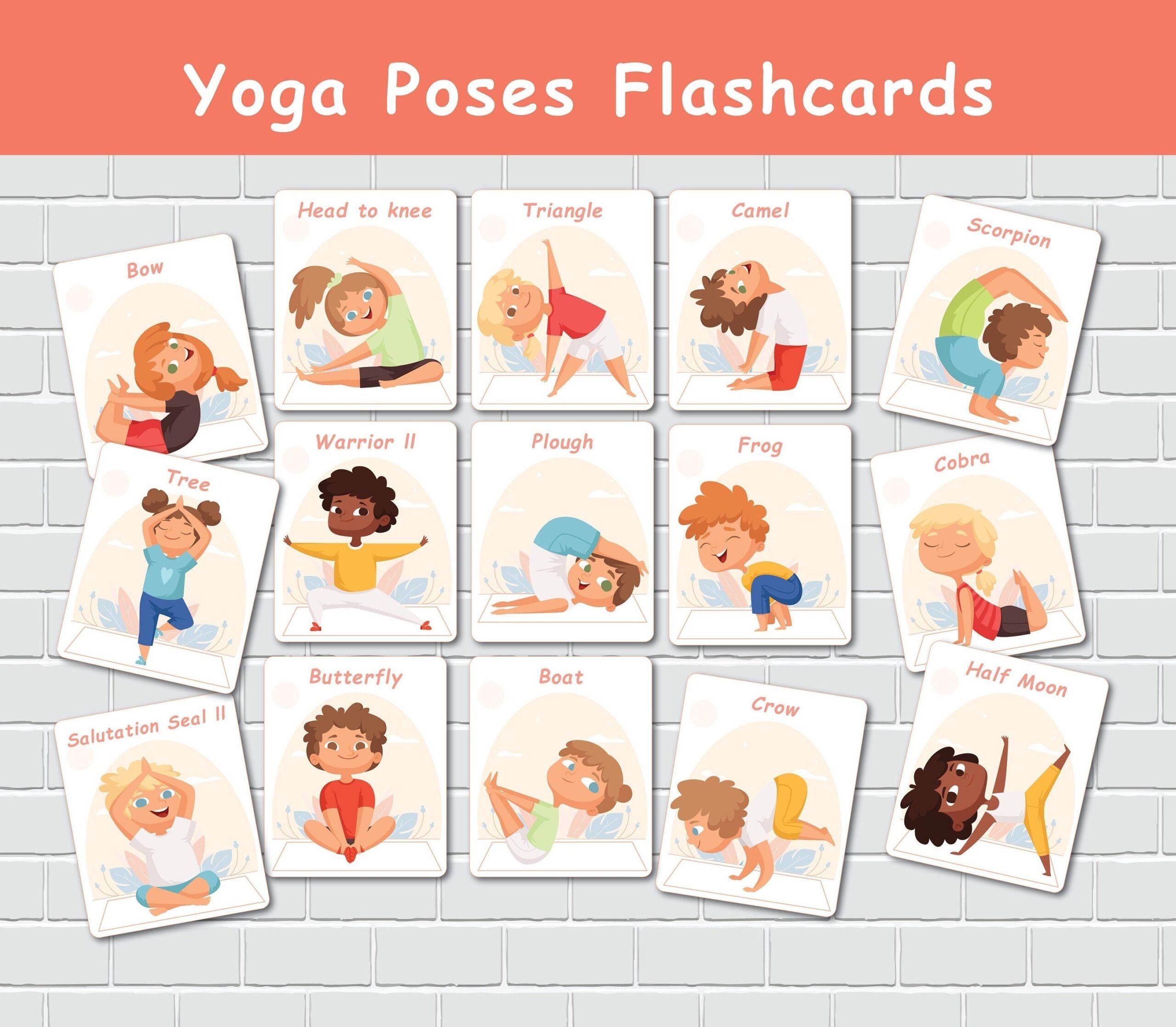 Kids Yoga Cards Yoga Poses Flashcards Printable Cards For Kids Yoga Cards Yoga Poses Flashcards Printable Cards For