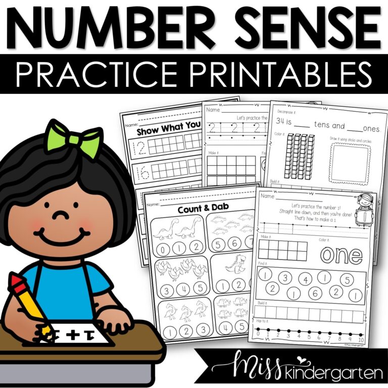 Kindergarten Math Number Sense Worksheets Miss Kindergarten