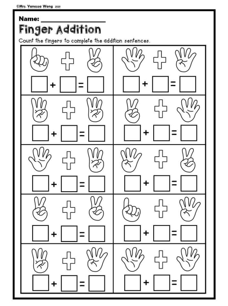 Kindergarten Math Worksheets Picture Addition Distance Learning