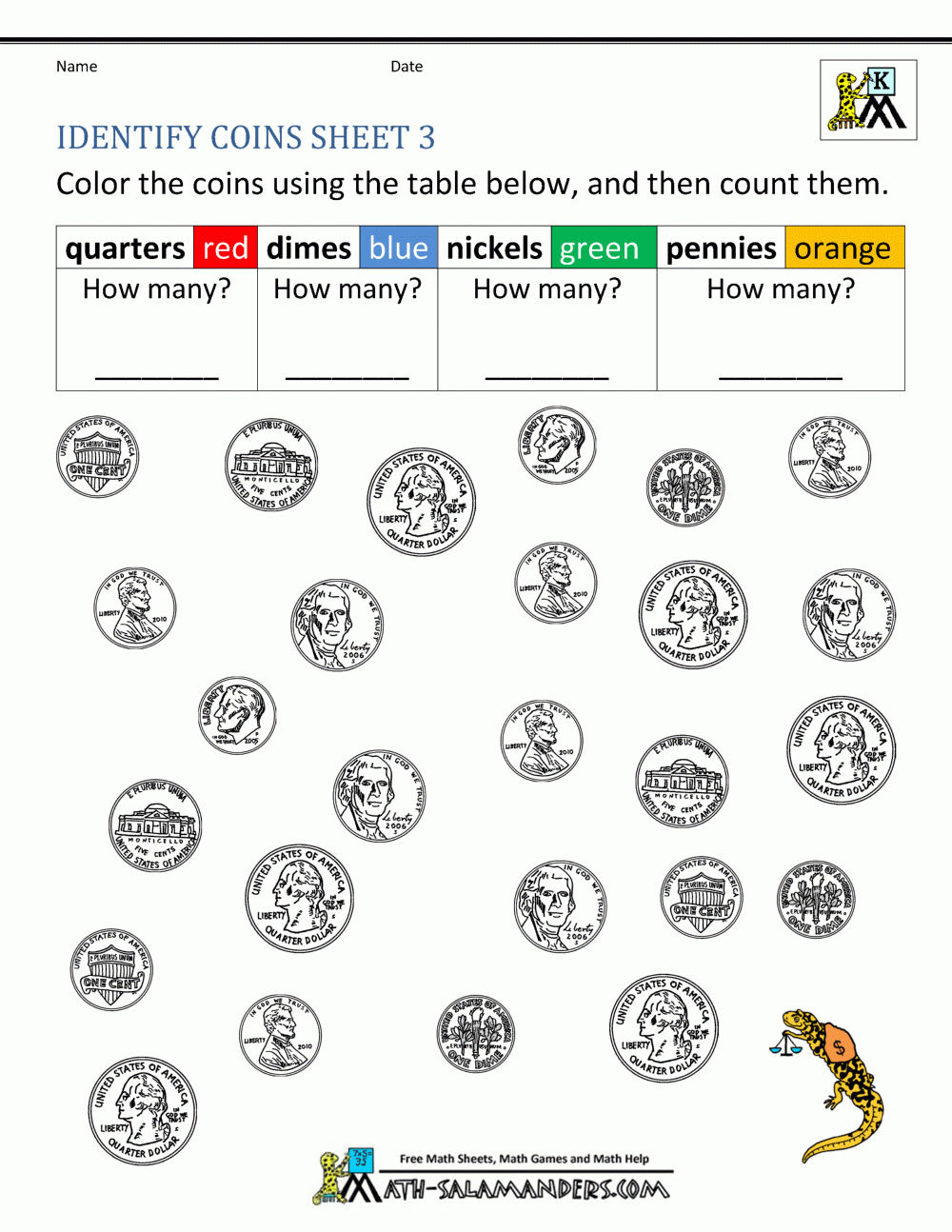 Free Currencies Worksheets For Kindergarten