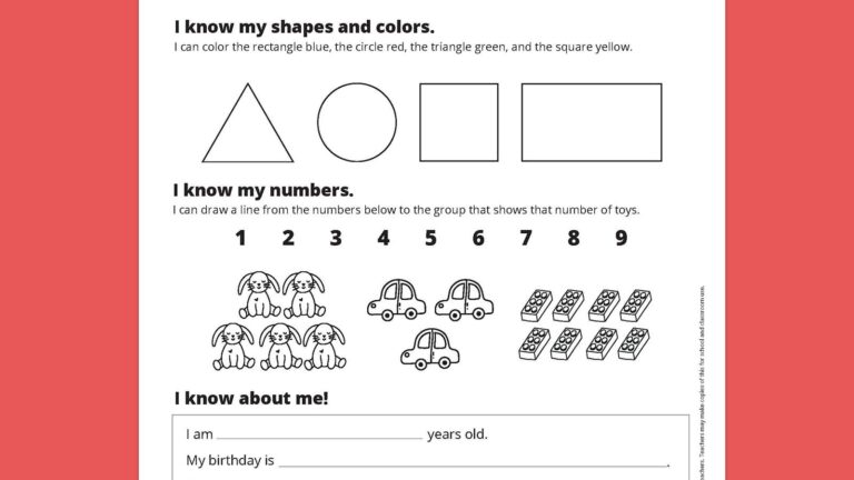 Kindergarten Readiness Checklist Free Printable