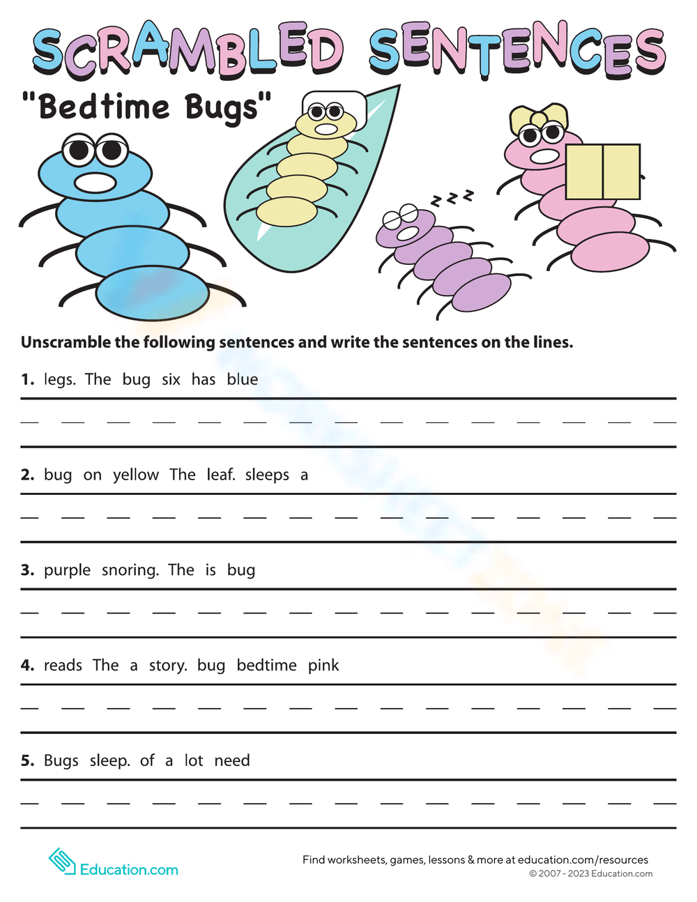 Kindergarten Scrambled Sentences Worksheets 2025