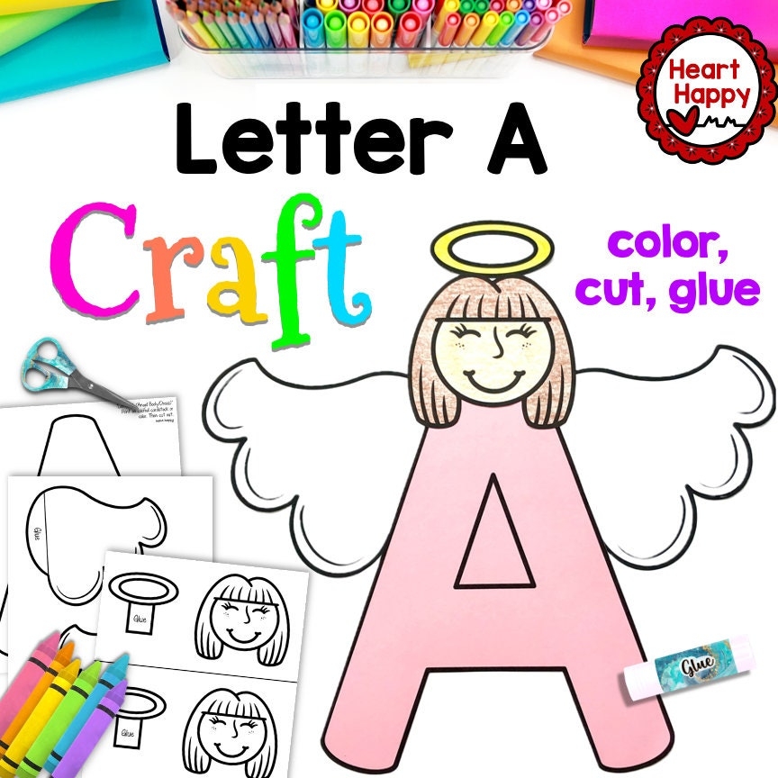 Letter A Craft Printable Kids Craft Template Alphabet Craft angel Craft religious Craft homeschool teachers Resources instant Download pdf Etsy