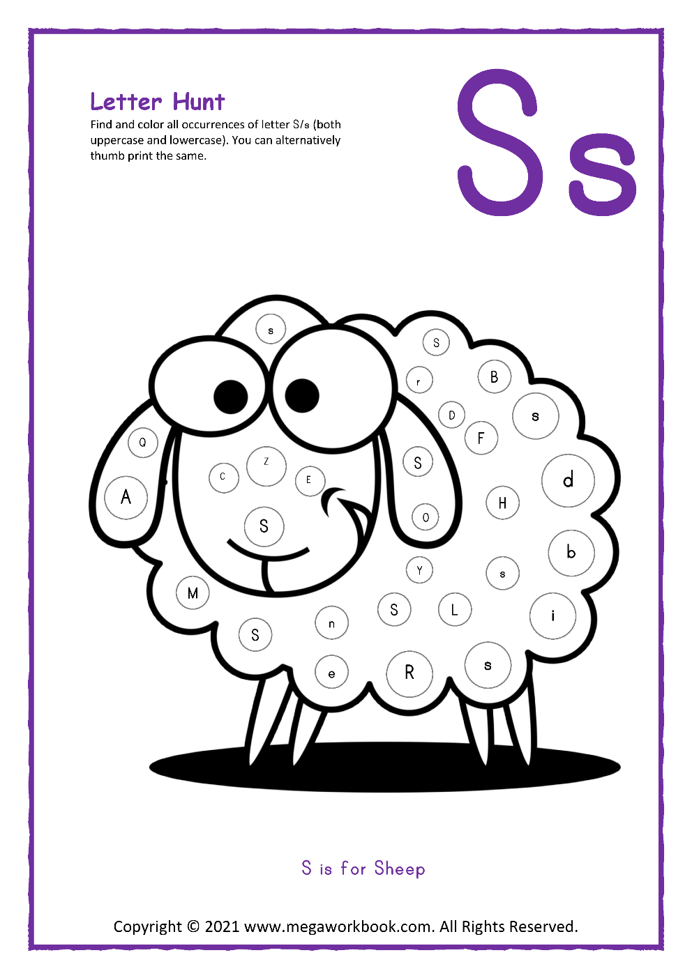 Preschool Printable Letter S For Sampson