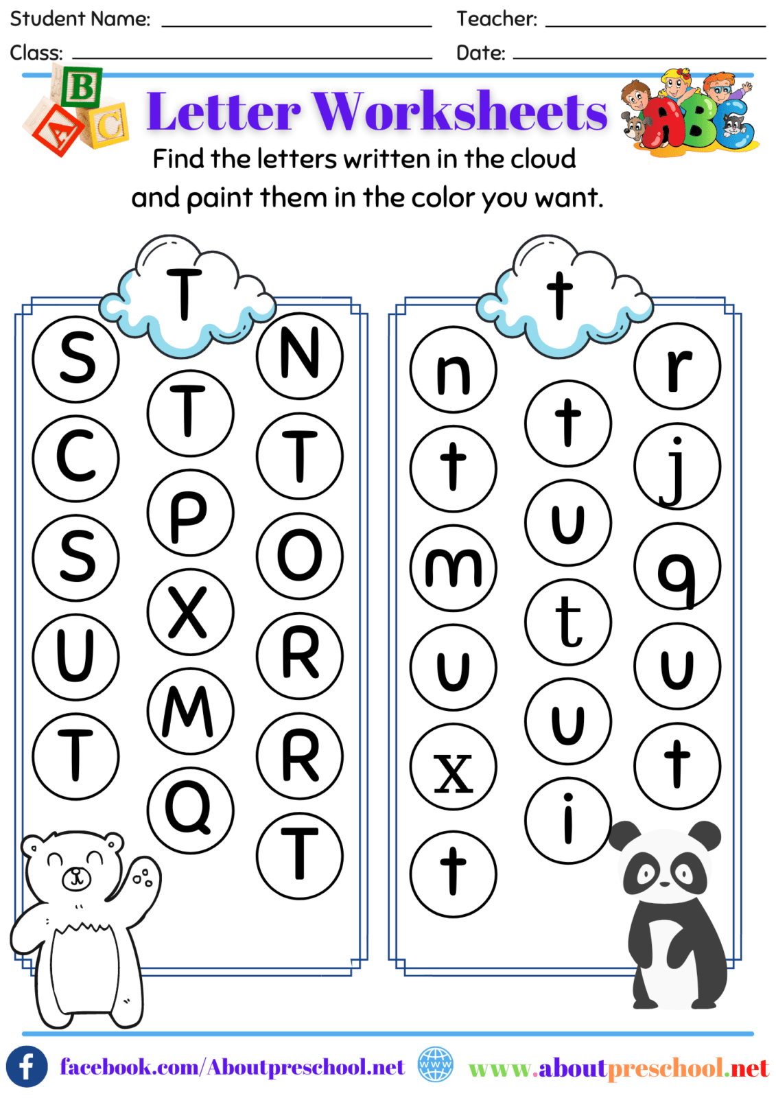 Letter T Worksheets About Preschool