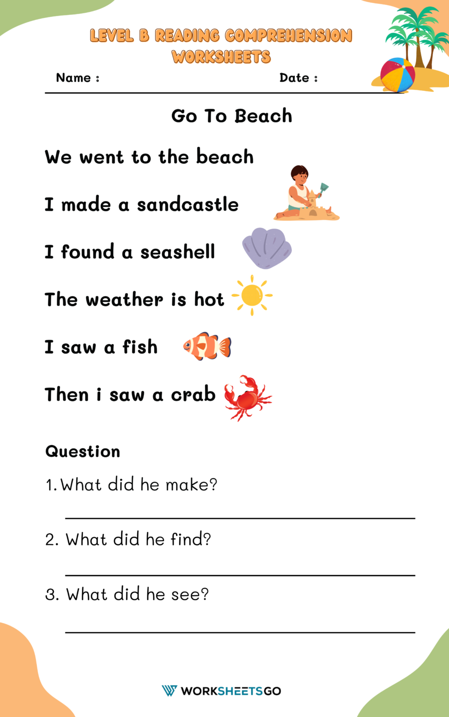 Level B Reading Comprehension Worksheets WorksheetsGO