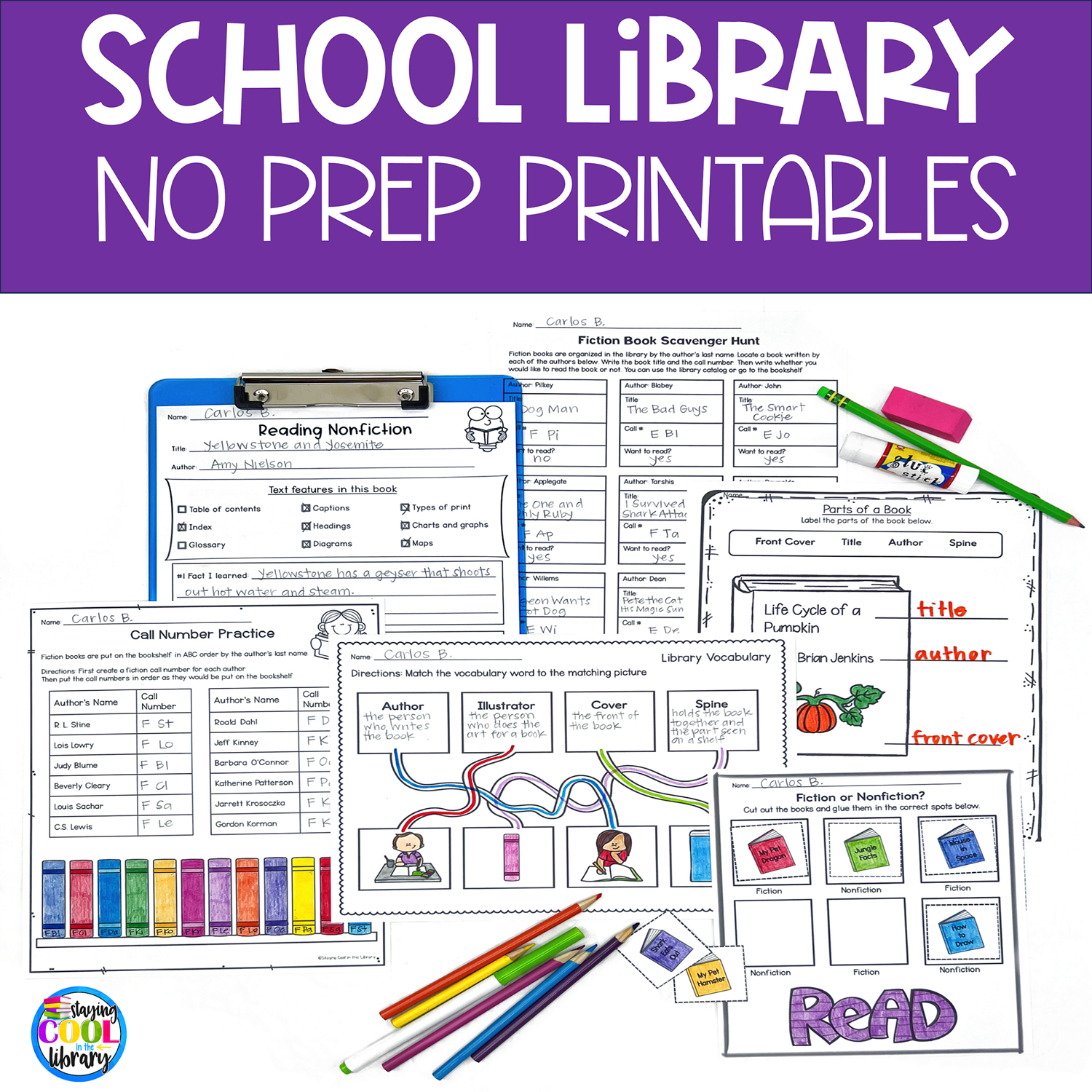 Library No Prep Printables