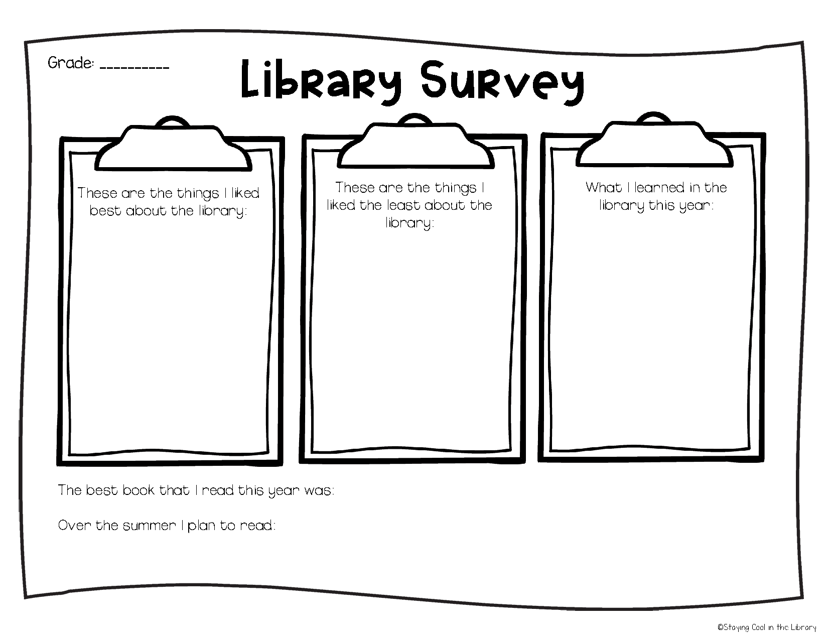 Free Library Skills Printable Worksheets