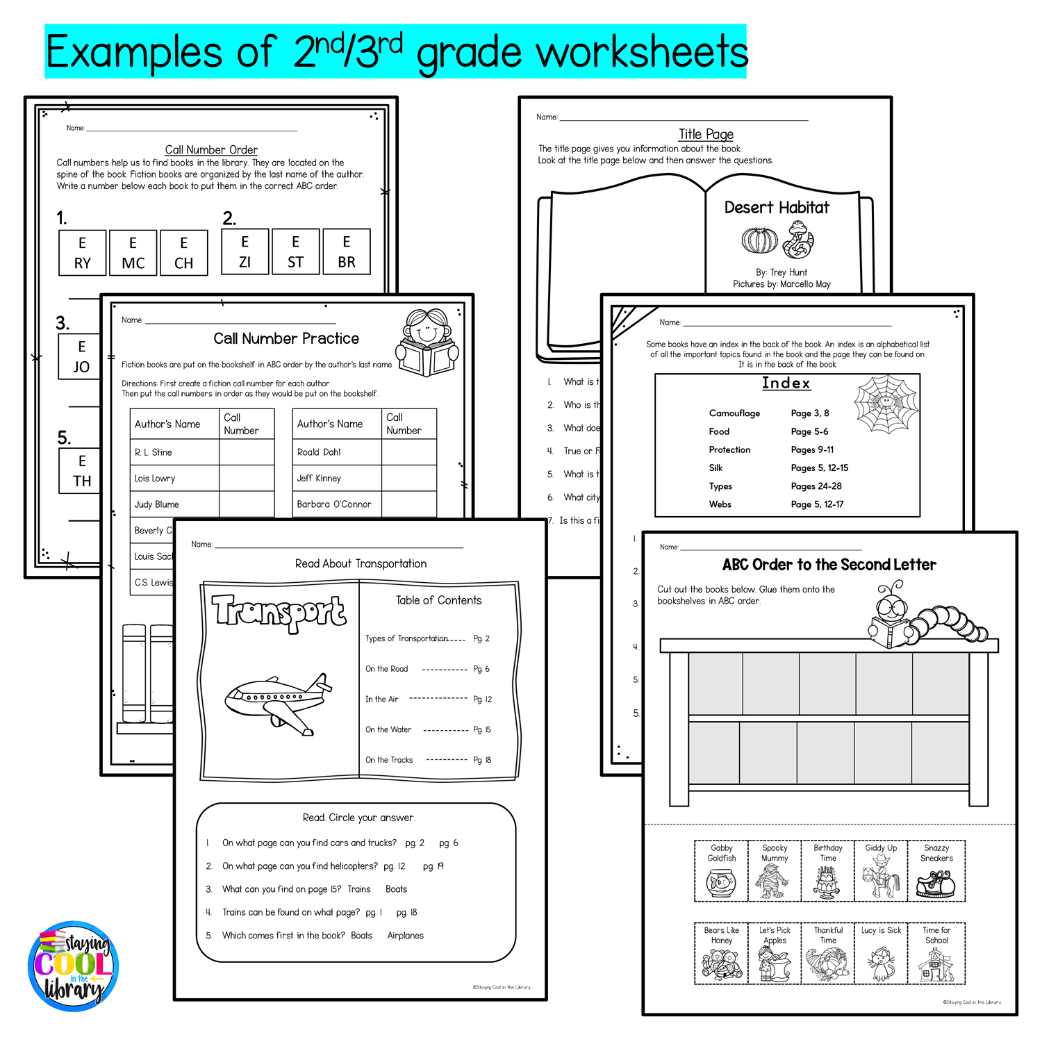 Library No Prep Printables