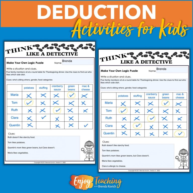 Logic Puzzles For Kids Deductive Reasoning U0026 Make Your Own Worksheets Library