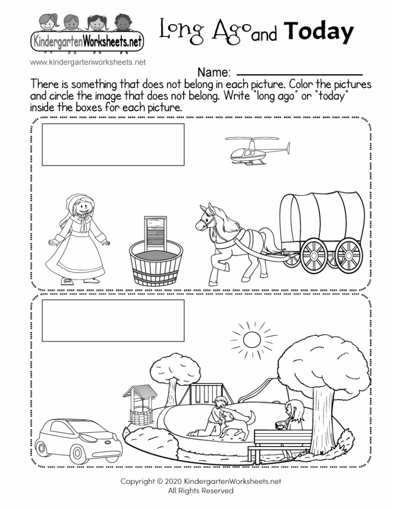 Long Ago And Today Worksheet Free Printable Digital U0026 PDF