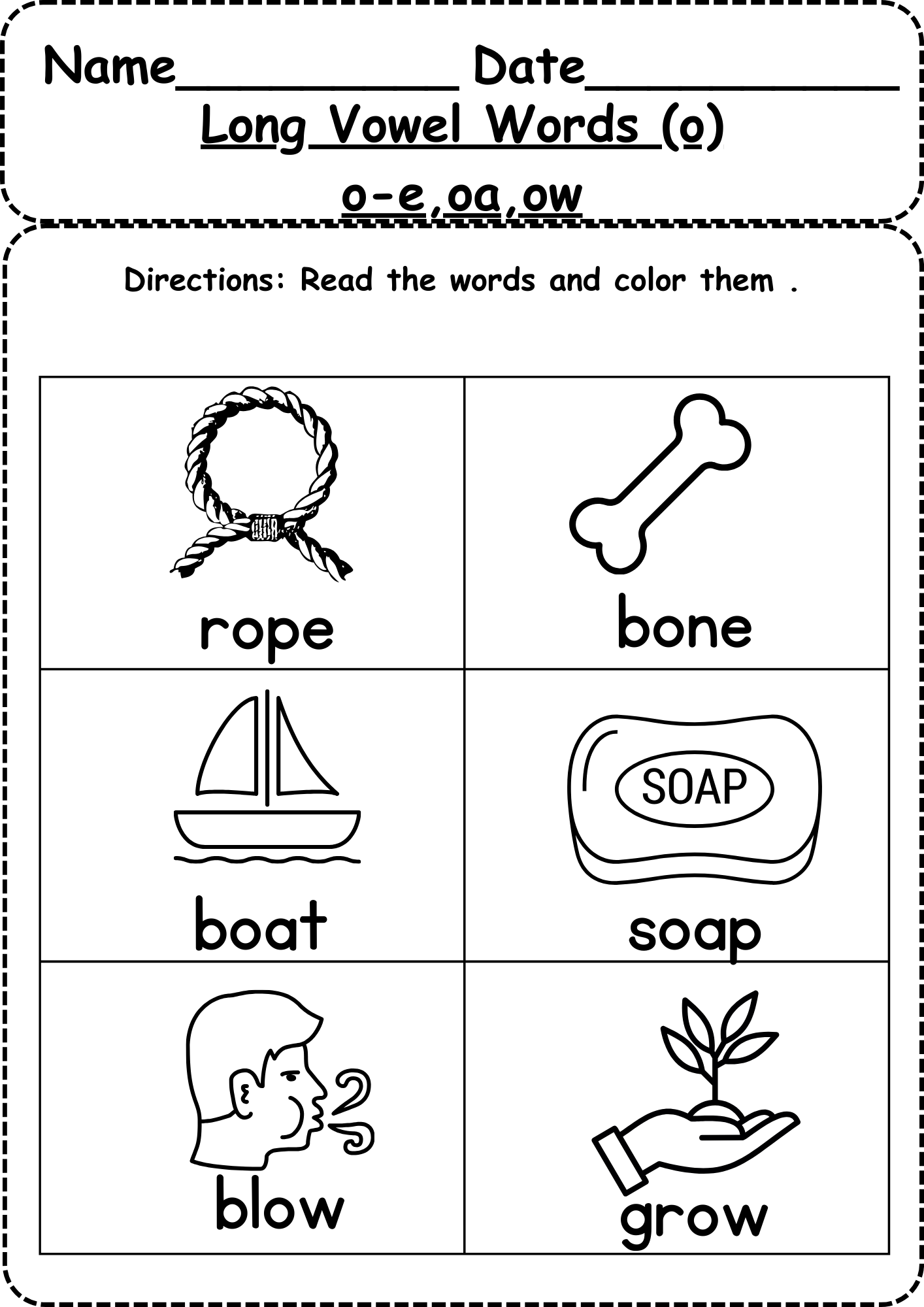 Long Vowels Worksheets Free Coloring Pages 5 Printables 