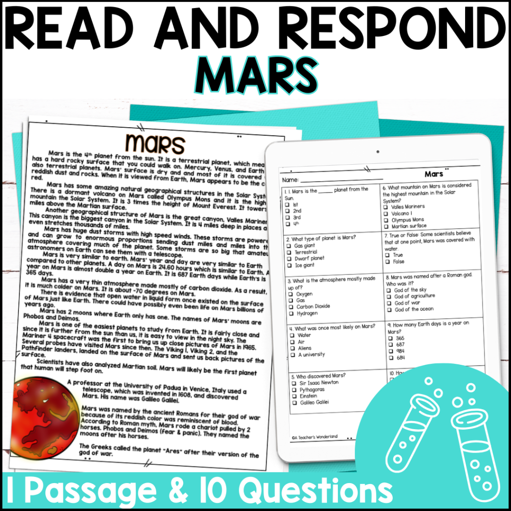 Mars Reading Comprehension U0026 Quiz Google Forms Science Mars Reading Comprehension U0026 Quiz Google Forms Science