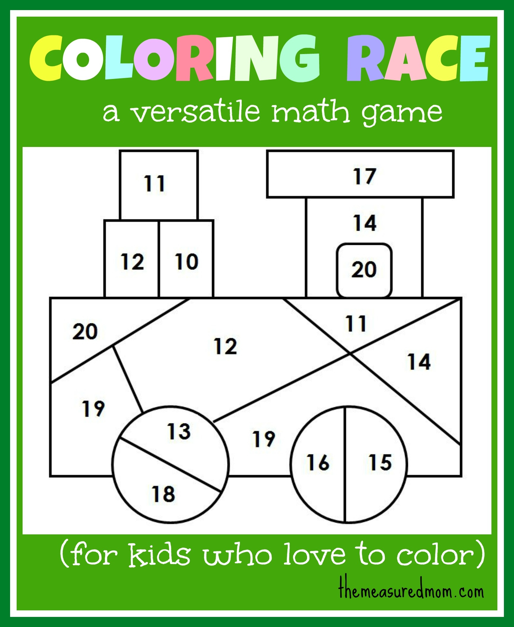 Math Game For Kids Coloring Race Combines Math And Coloring The Worksheets Library