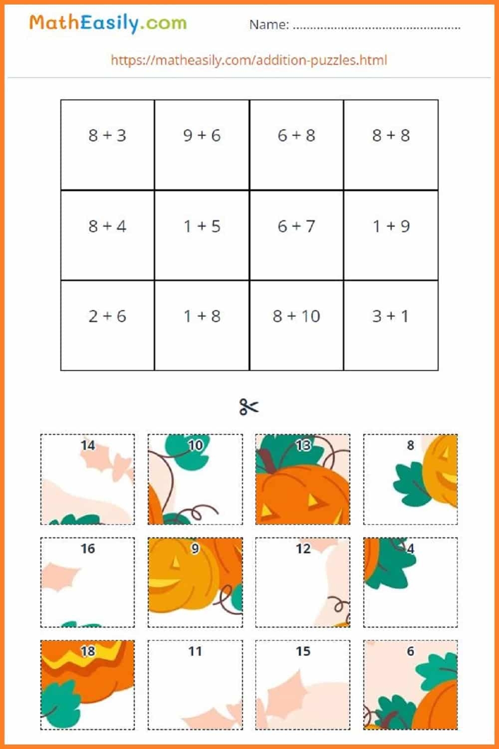 Kindergarten Printable Halloween Math Worksheets