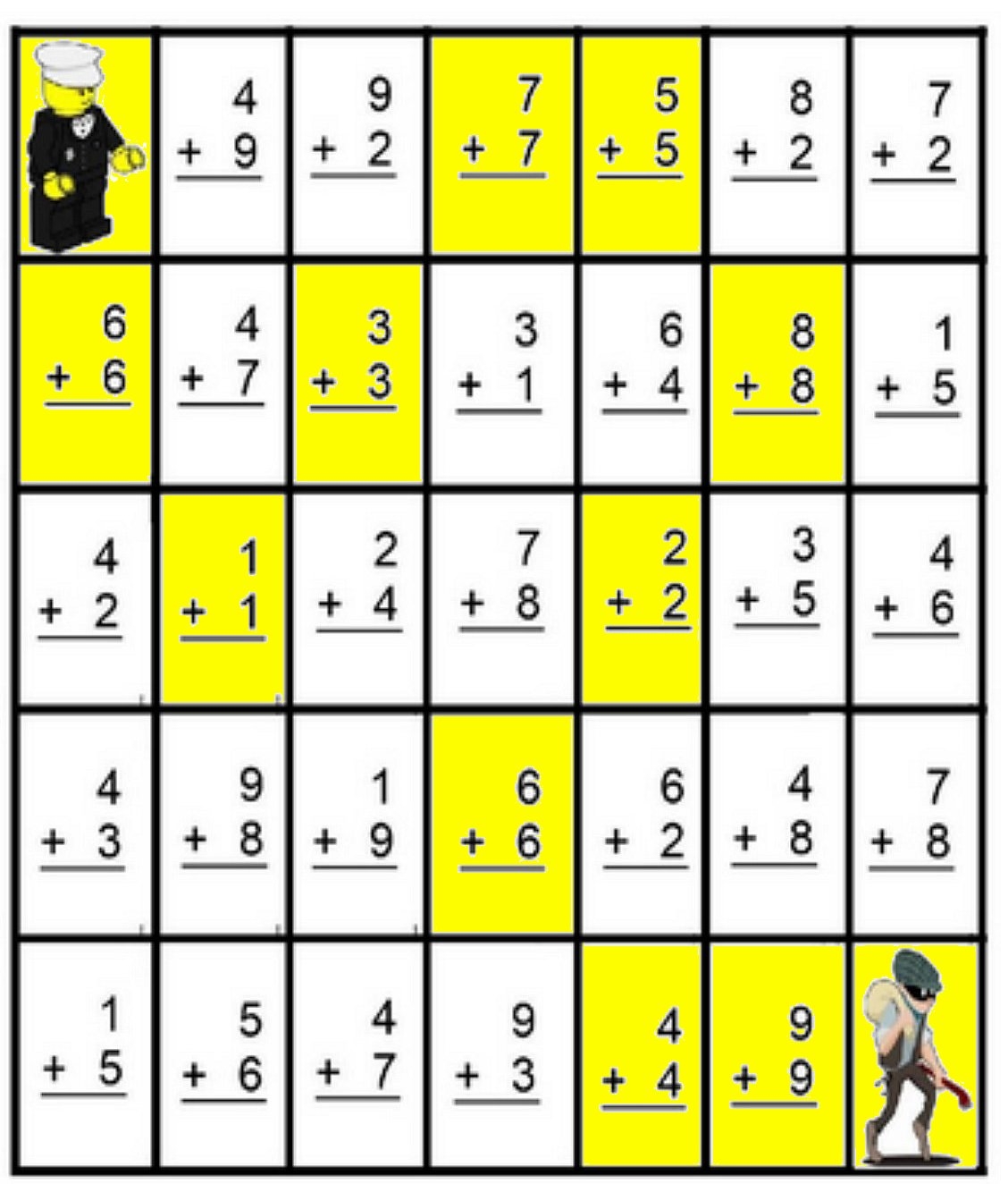 Math Maze Addition Worksheets