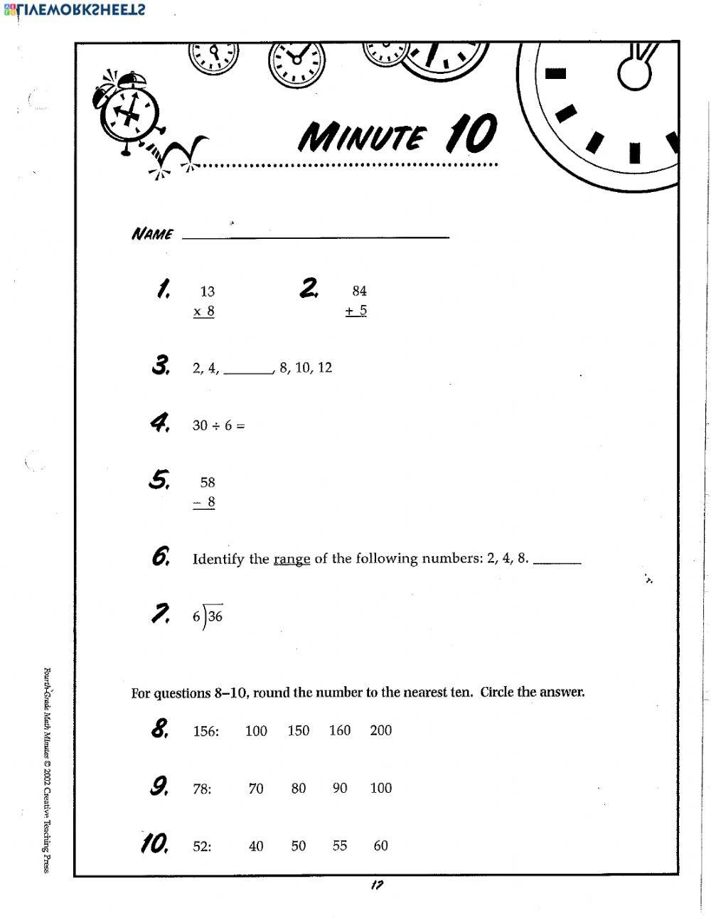Math Minute 10 Worksheet Live Worksheets Worksheets Library Math Minute 10 Worksheet Live Worksheets Worksheets Library
