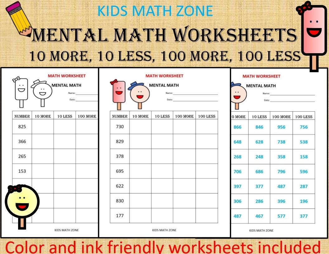 Mental Math Practice Worksheets
