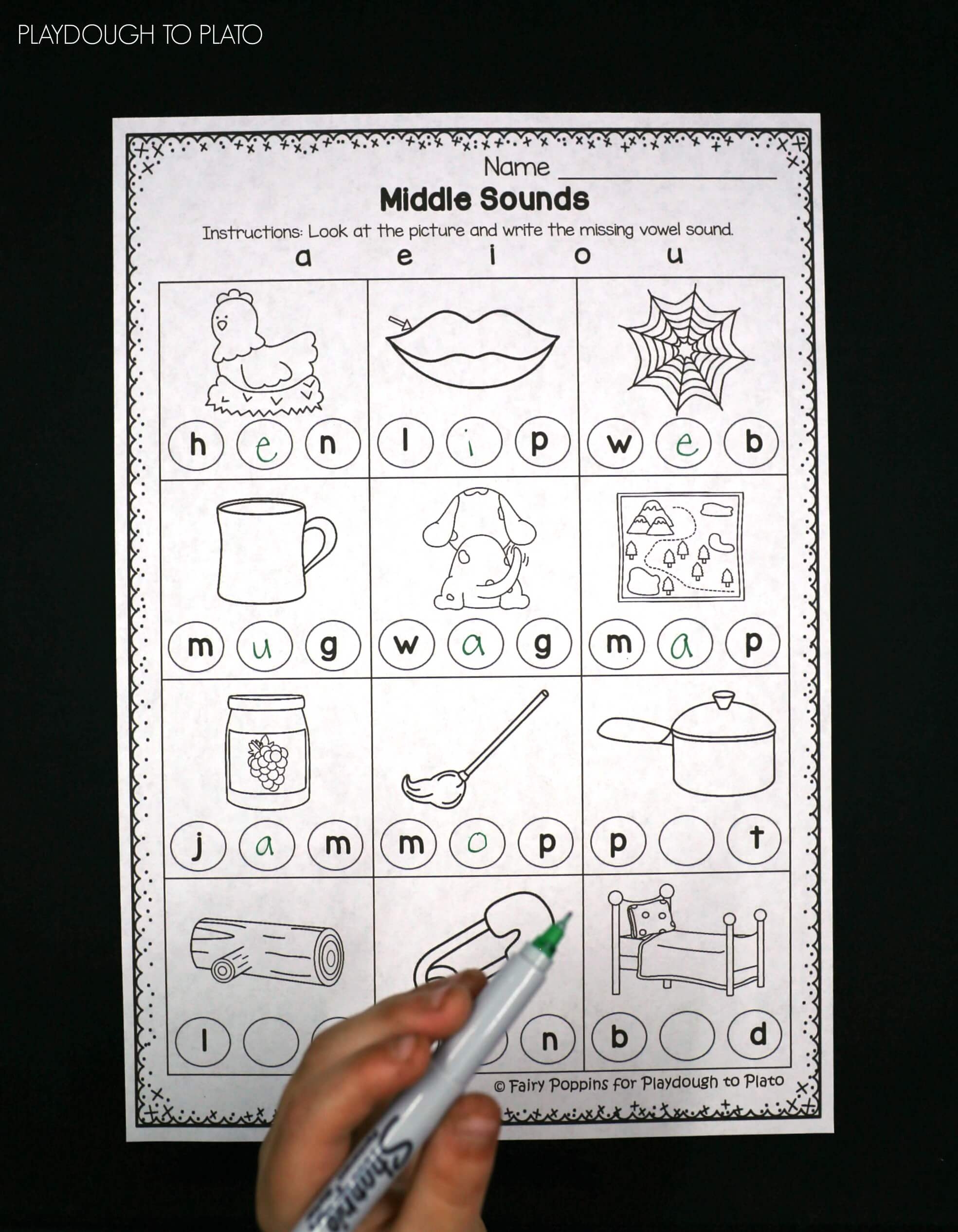 Middle Vowel Activity Sheets Playdough To Plato Middle Vowel Activity Sheets Playdough To Plato