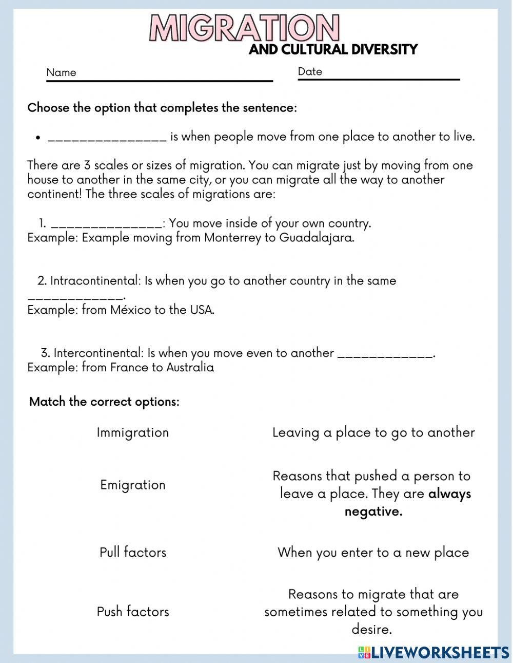 Migration Interactive Activity For 5th Live Worksheets Worksheets Library