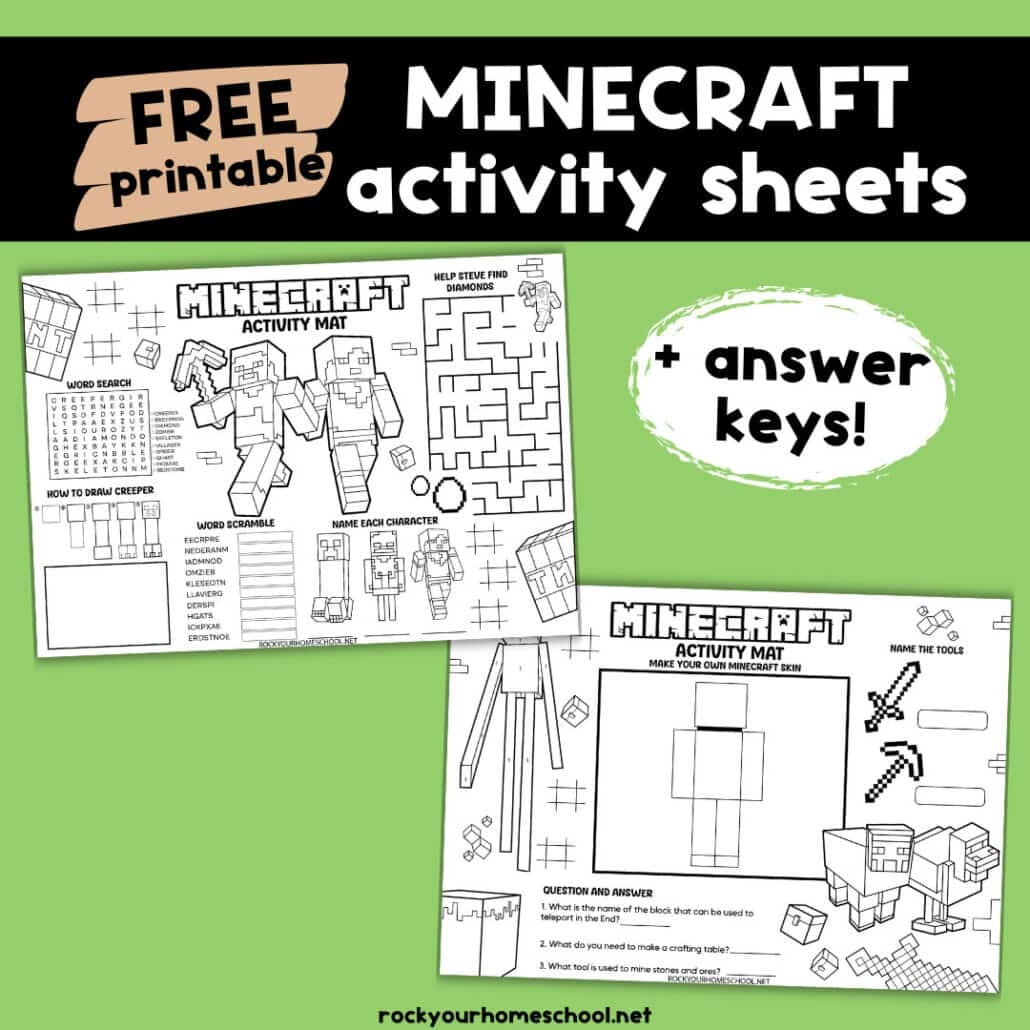 Minecraft Activity Sheets Rock Your Homeschool Minecraft Activity Sheets Rock Your Homeschool