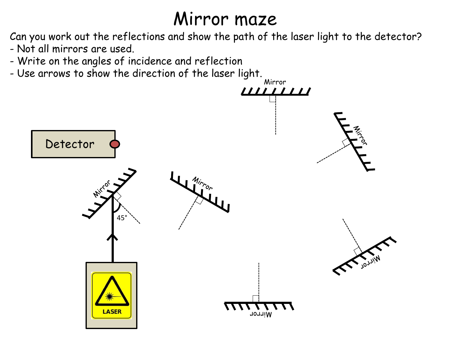 Mirror Maze Worksheet Reflection And Angles