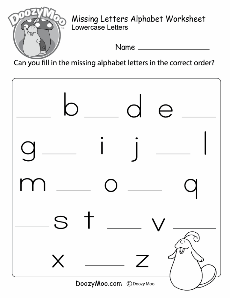 Missing Letter Worksheets Free Printables Doozy Moo