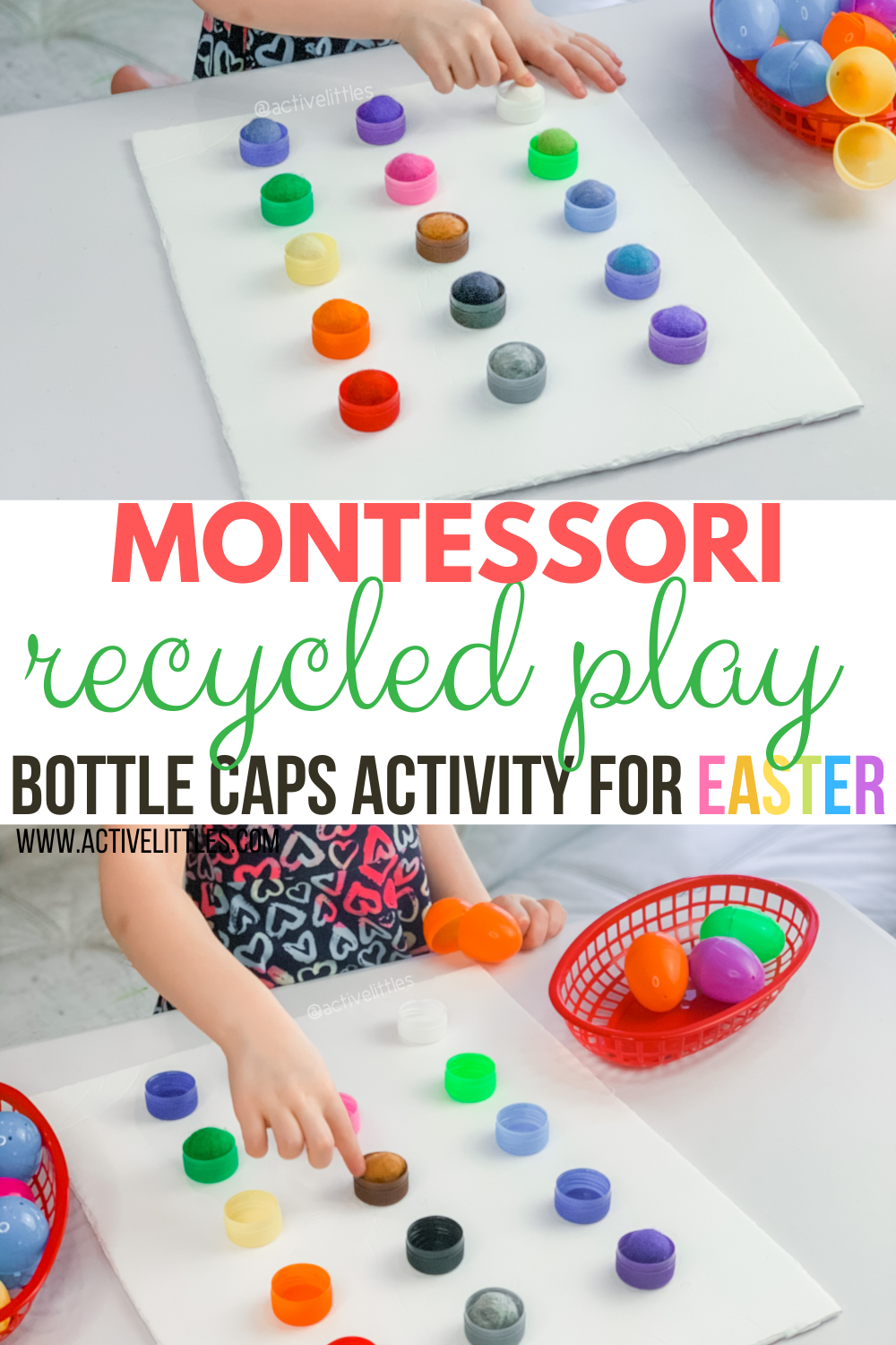 Montessori Activity At Home Using Recycled Bottle Caps For Easter Active Littles
